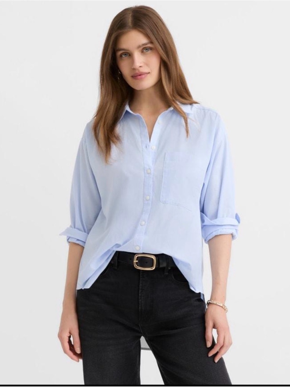 LOFT Pale Blue Relaxed Button-Down Shirt